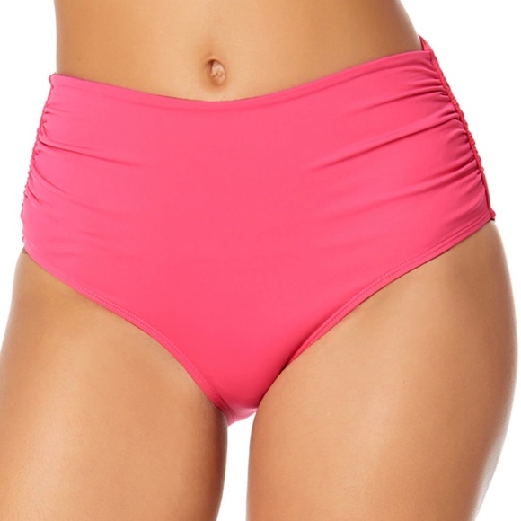 Anne Cole Womens Live In Color Convertible High Waist Pink Shirred Swim Bottom - Picture 1 of 7